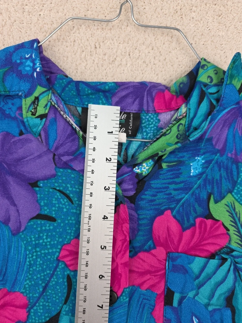 Vintage Michele Leslie of California Tropical Floral Aloha Button Down Shirt - Picture 12 of 13